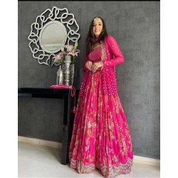 Pink blossom jacket lehenga suit set
